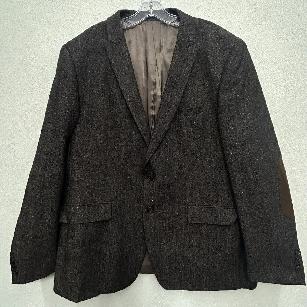 Calvin Klein Mens Sport Coat Blazer 46R Extreme Slim Fit Brown Wool Silk Blend